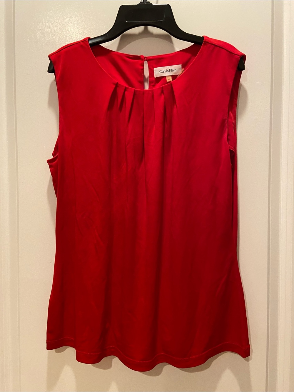 Calvin Klein Red Pleated Neck Sleeveless Camisole